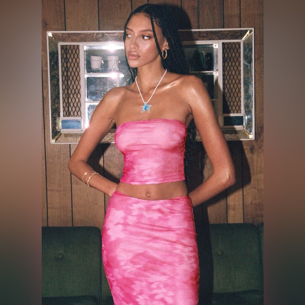 Princess Polly Dunstan Tube Top and Maxi Skirt Set Pink